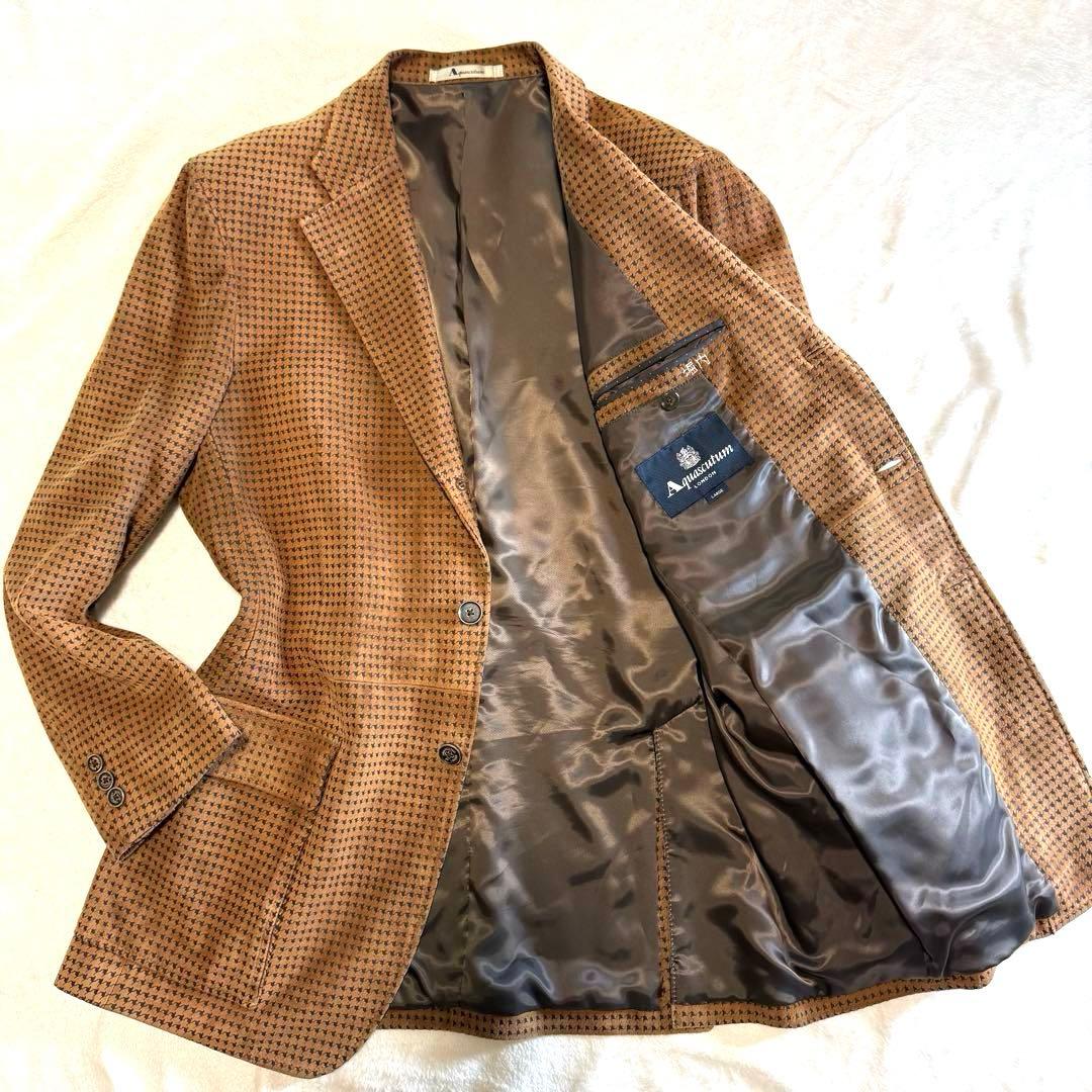 アクアスキュータム 羊革 ラムレザー ヌバック 千鳥格子 ジャケット 激レア L