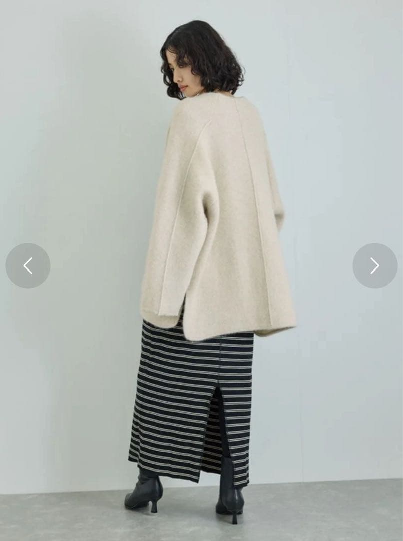 2024AW アダムエロペ ダブルフェイスニットミドル丈ブルゾン