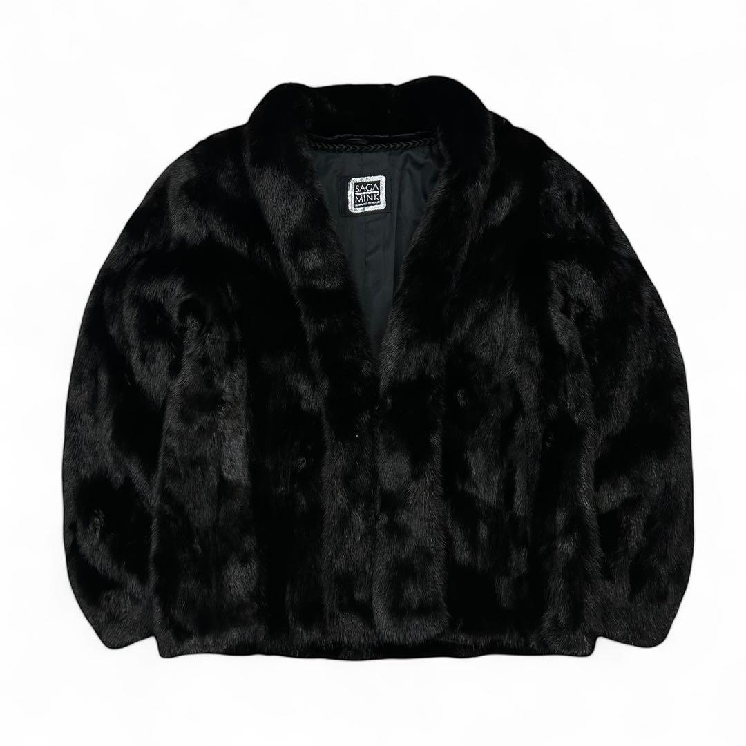 美品 SAGA MINK ミンクファーコート 短丈 レディースM ブラック