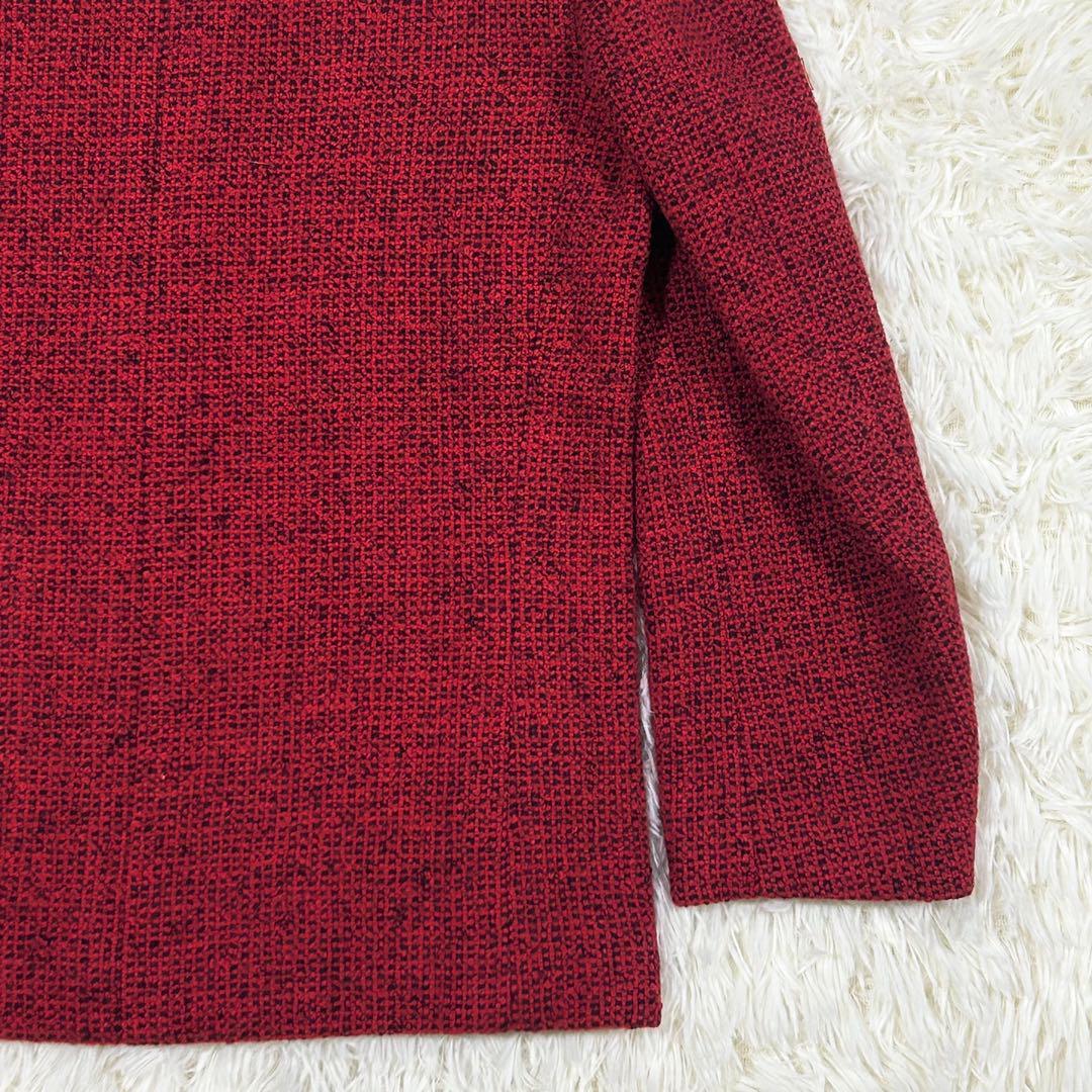 極美品　CHANEL ツイード　レッド　テーラードジャケット　金　ココ　ボタン