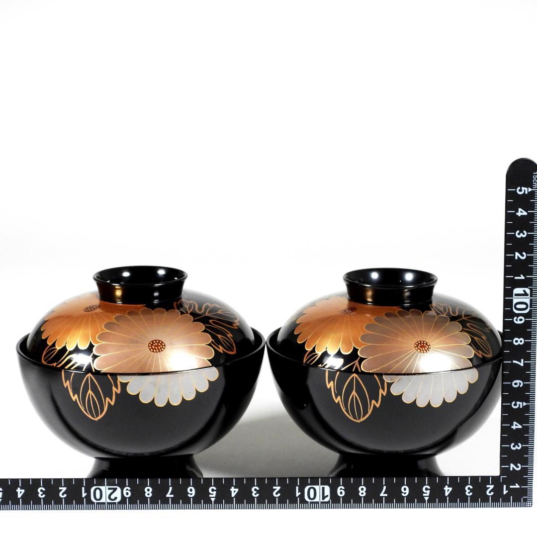 漆器　蒔絵金彩菊花紋 天然木製　蓋付椀　お煮物椀　吸物椀　5客 2セット