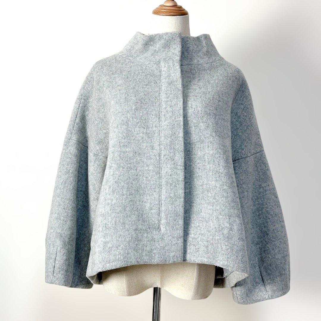 allureville ショートビーバースタンドコート グレー サイズ2(M)