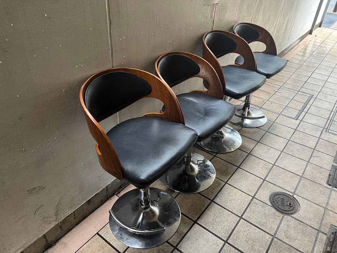 木製バースツール 4脚セット