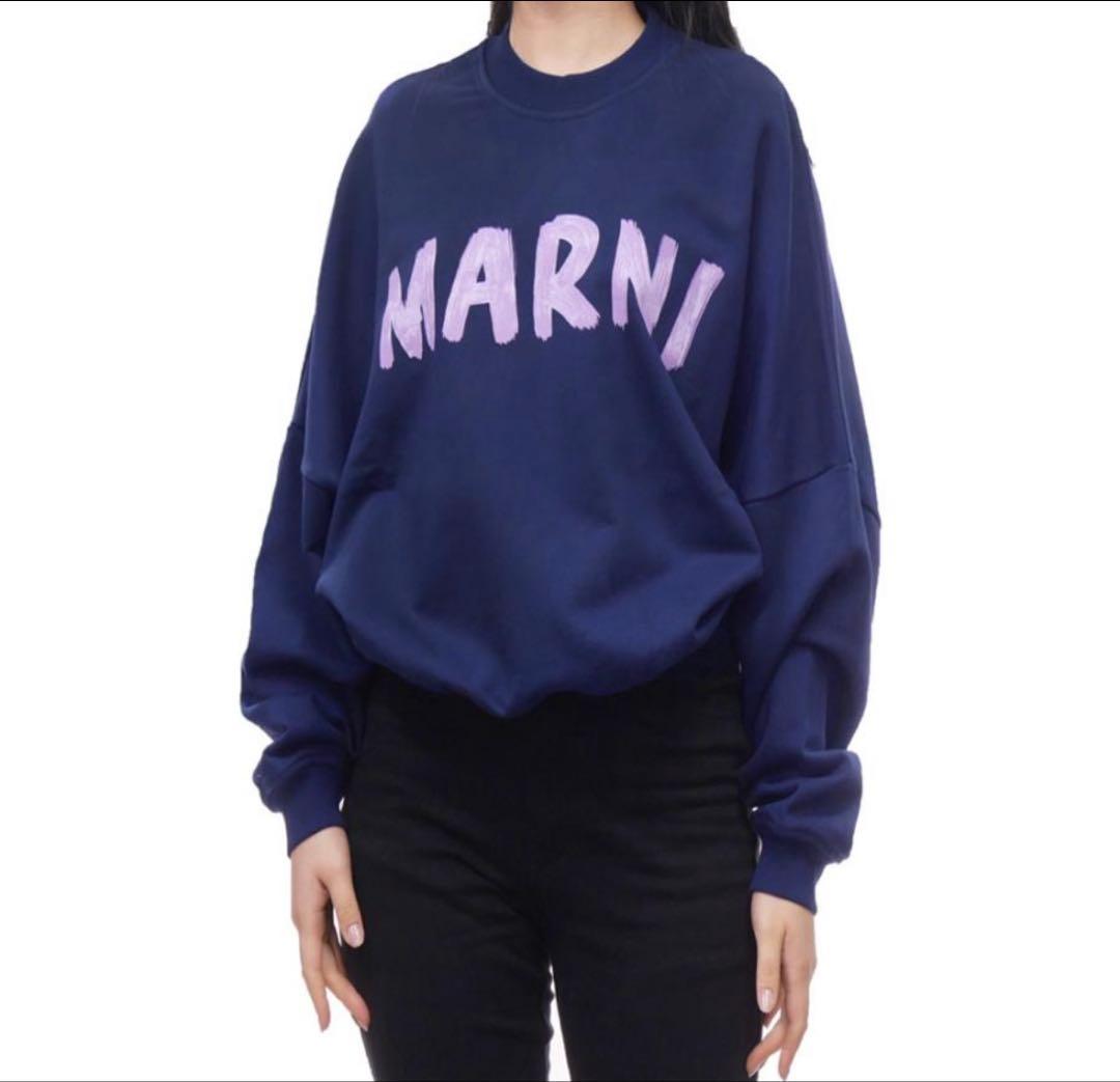 タグ付き　MARNI ネイビー ロゴスウェット