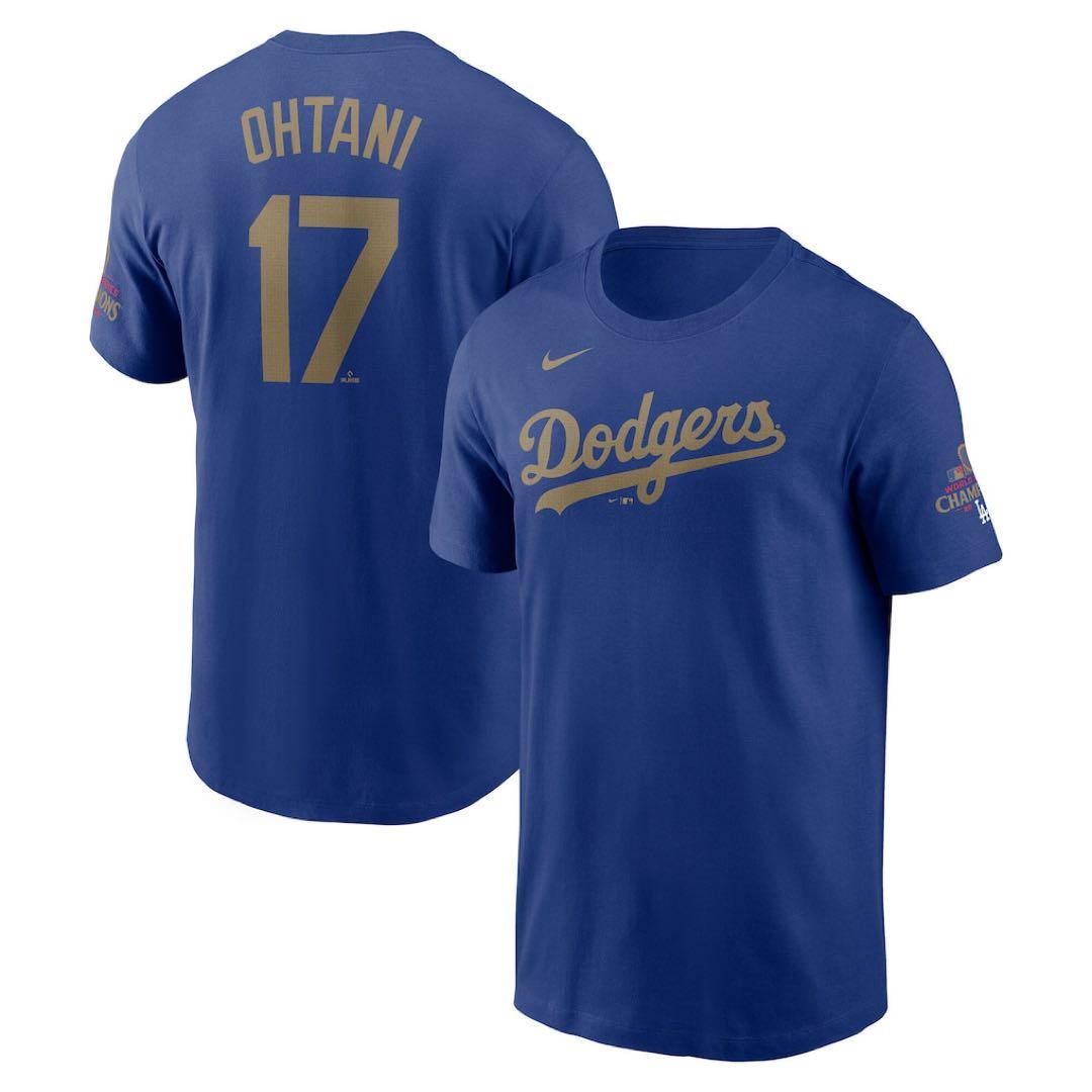 【正規品】 ドジャース WS優勝記念 ゴールド 大谷翔平 ナンバーTシャツS