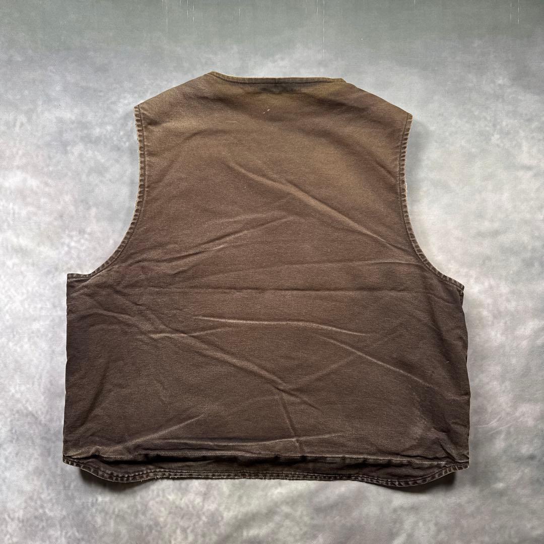Carhartt古着00sダック地ボアベストV26DKBブラウンフェード T03