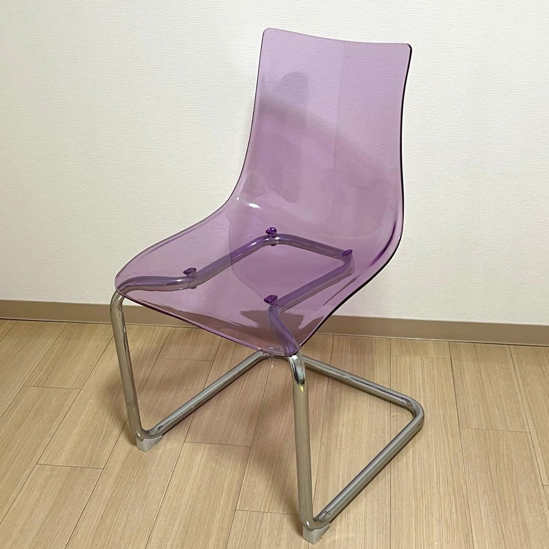ミッドセンチュリー クリアチェア 椅子 ダイニングチェア 紫 パープル