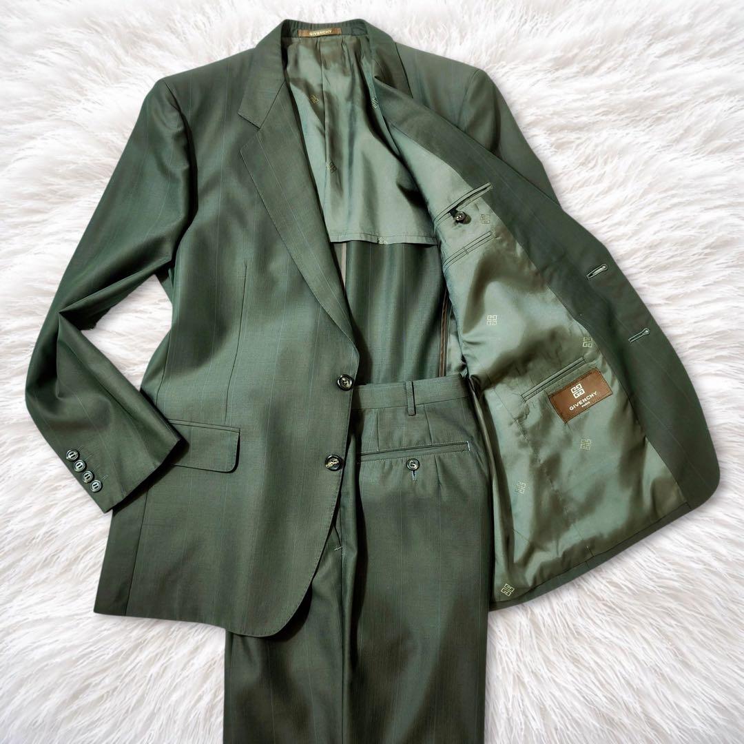 ジバンシィ　スーツセットアップ　シングル　ダークグリーン系　オリジナルロゴボタン