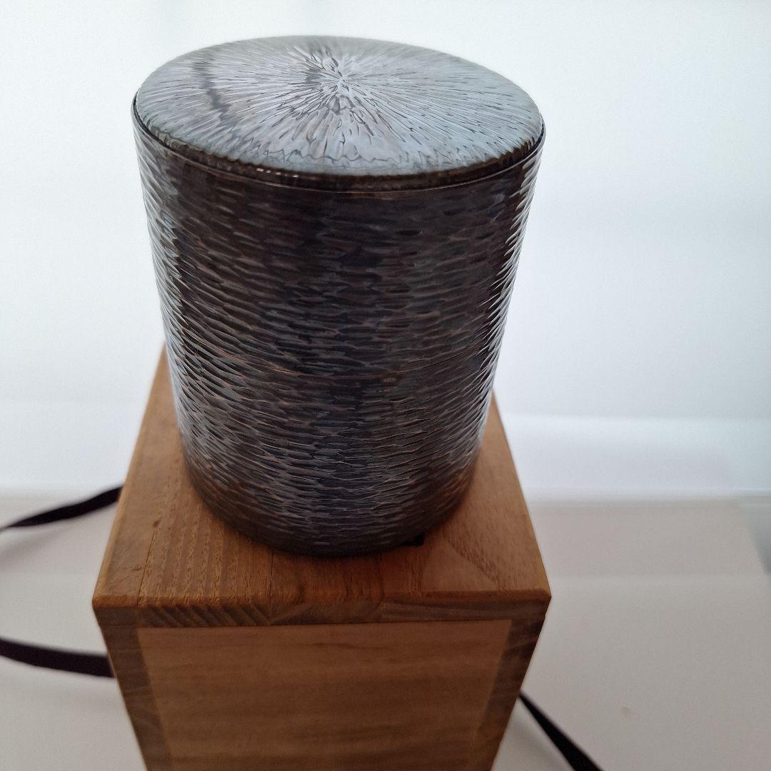 松栄堂　純銀製　茣座目打　茶筒　茶道具　銀器　銀製品