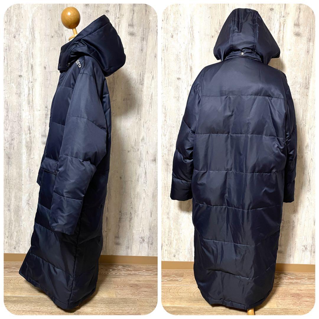 ■美品■アンブロ　極暖ベンチコート　ロングダウンコート　取外しフード　ロゴ刺繍