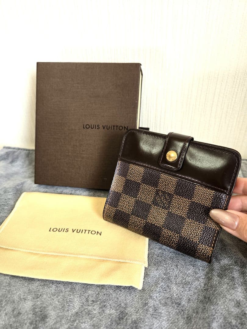 美品Louis Vuitton ルイヴィトン コンパクト 二つ折り財布 ダミエ