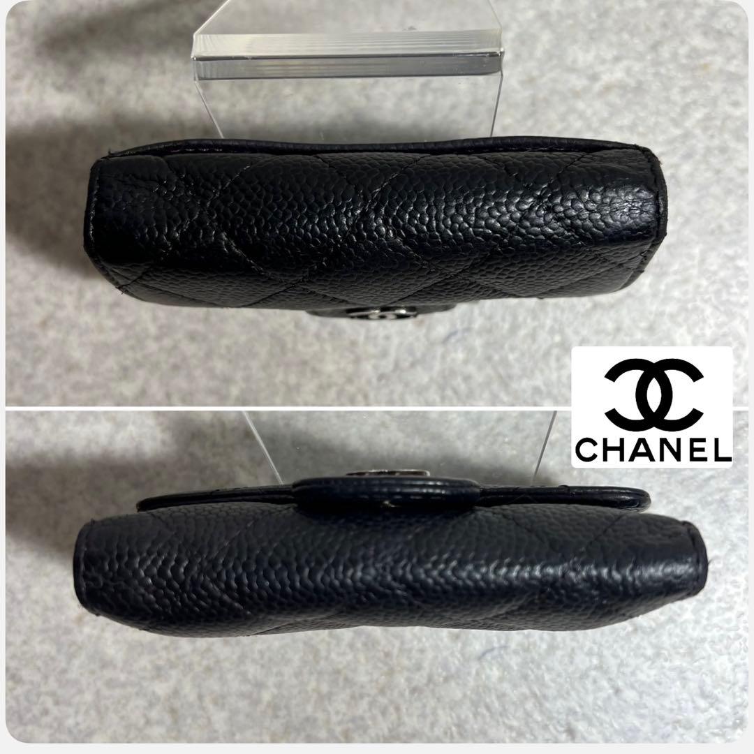 CHANEL マトラッセキャビアスキン5連キーケースブラック