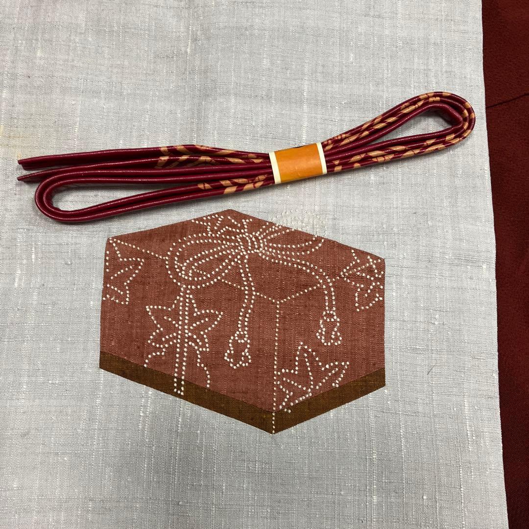 美品３点セット うさぎ小紋&相良刺繍名古屋帯&新品帯締め トールサイズ