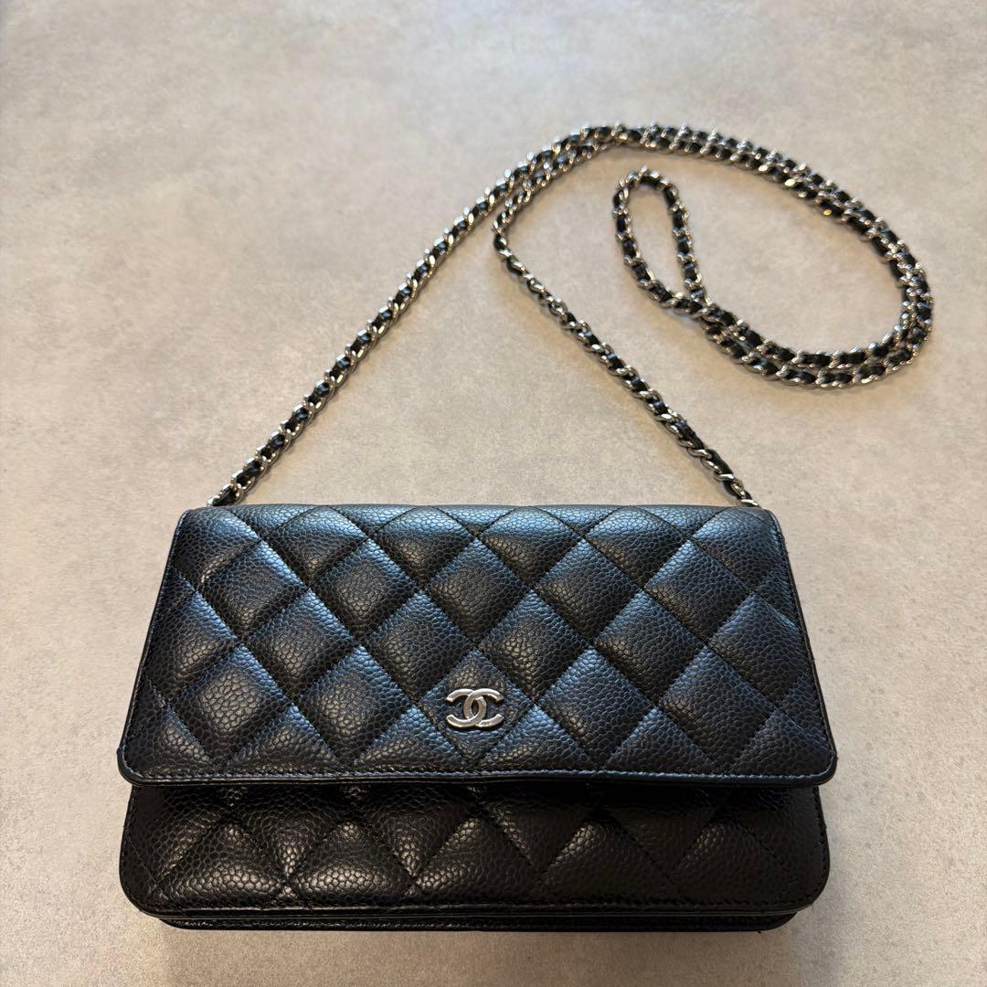CHANEL チェーンウォレット ブラック シルバー