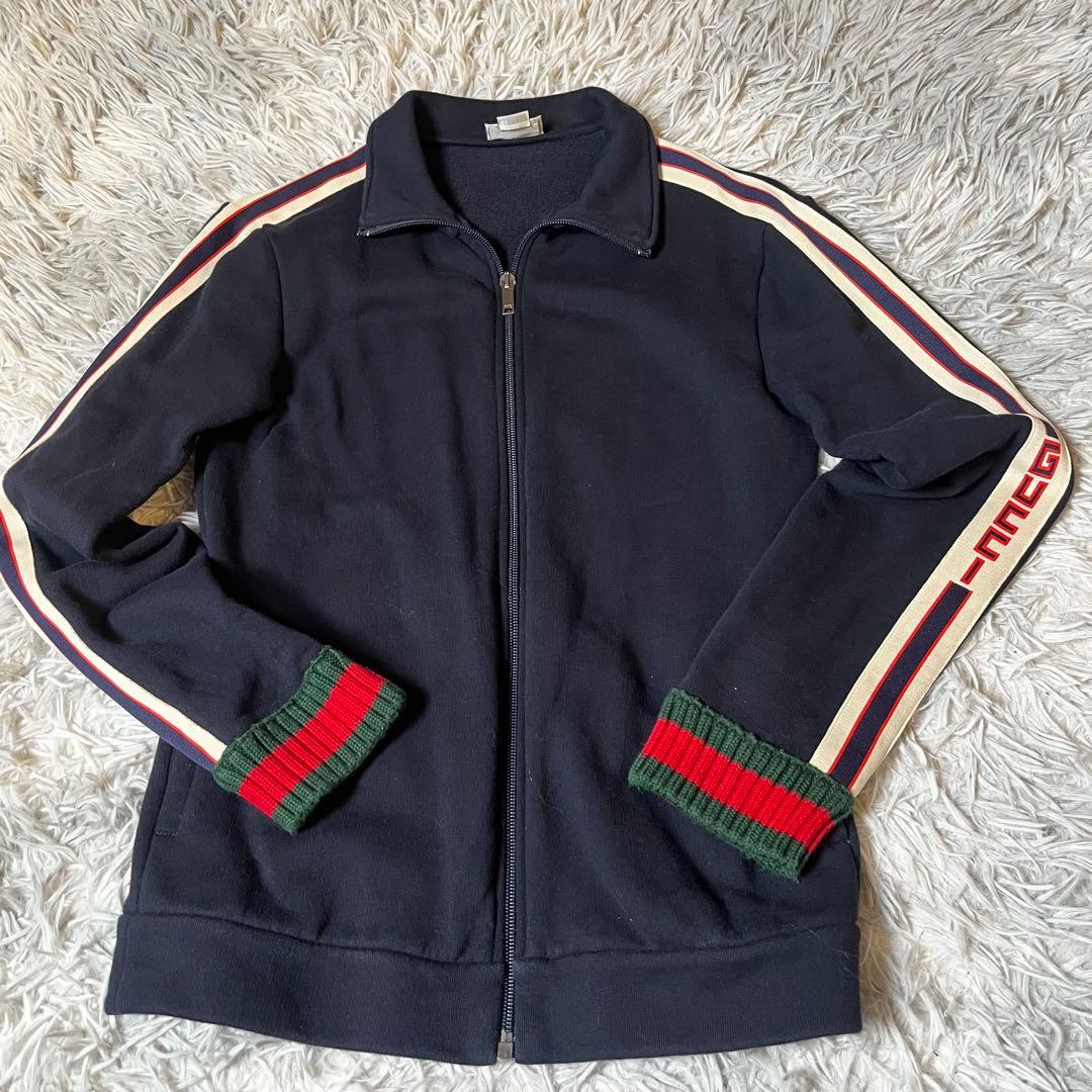 【早い者勝ち】GUCCI ネイビー ジップアップジャケット　GG シェリーライン