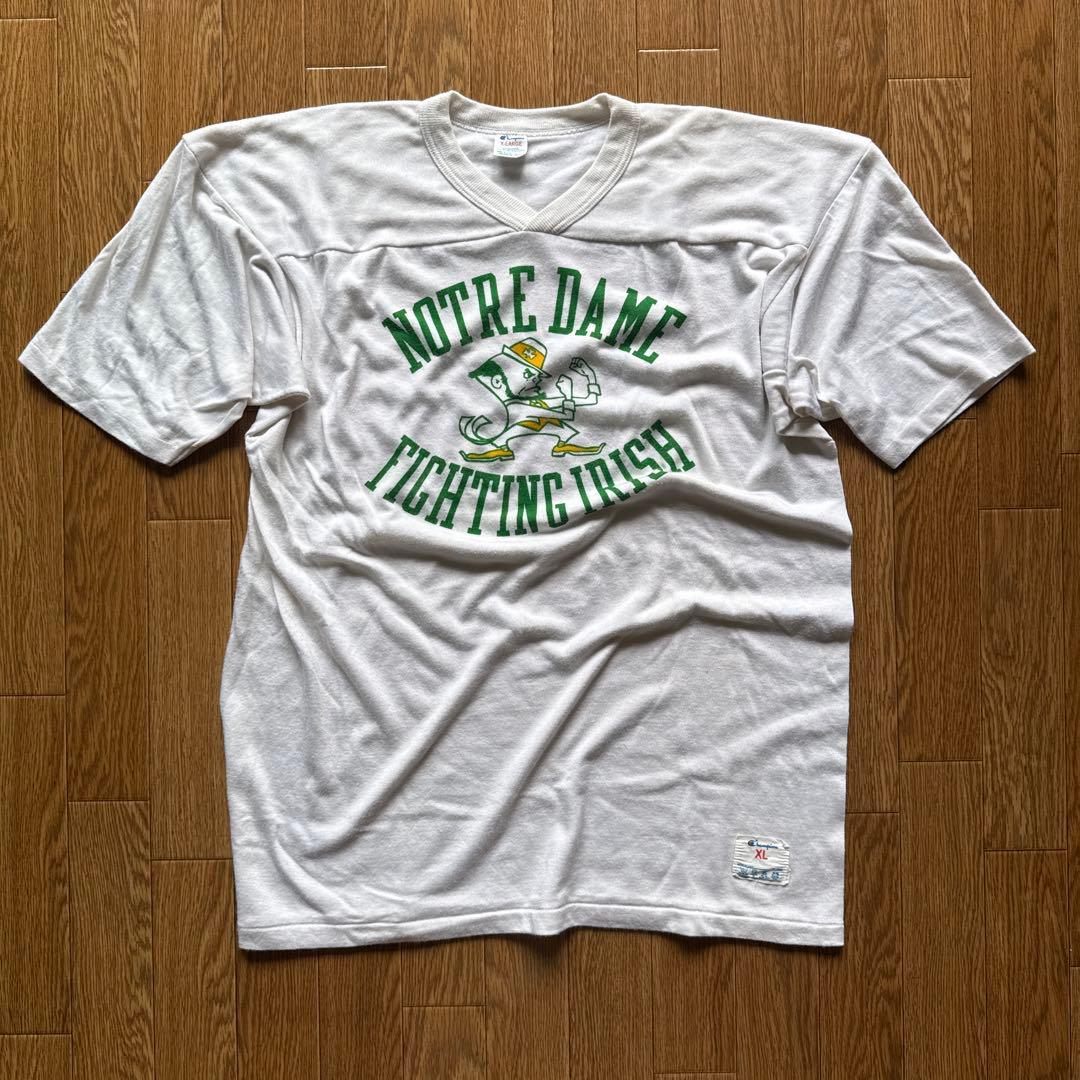 80s トリコタグ チャンピオン フットボールT 染み込み XLサイズ