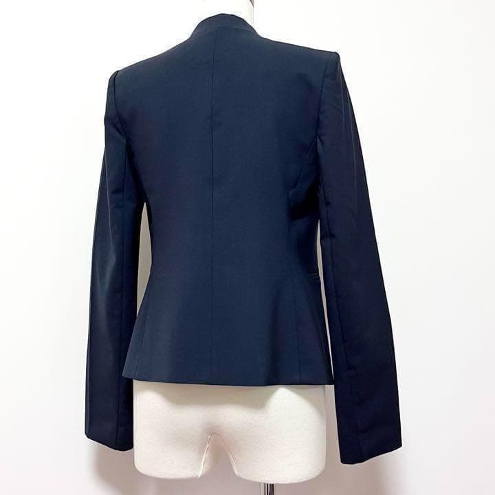 送料無料 美品 セオリー スーツ オフィス ノーカラー ジャケット ネイビー