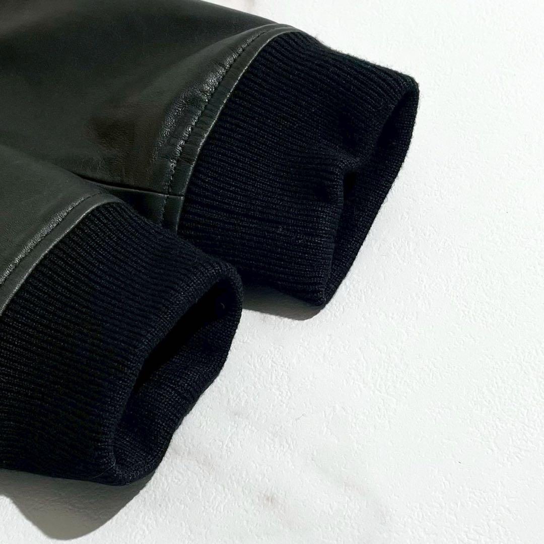 【極美品/カシミヤ100％】EMMETI エンメティ スタジャン ラムレザー 黒