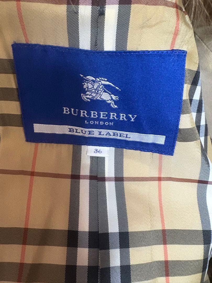 バーバリー　ブルーレーベル　コート　36 クリーニング済　ファー付き　ベルト付き
