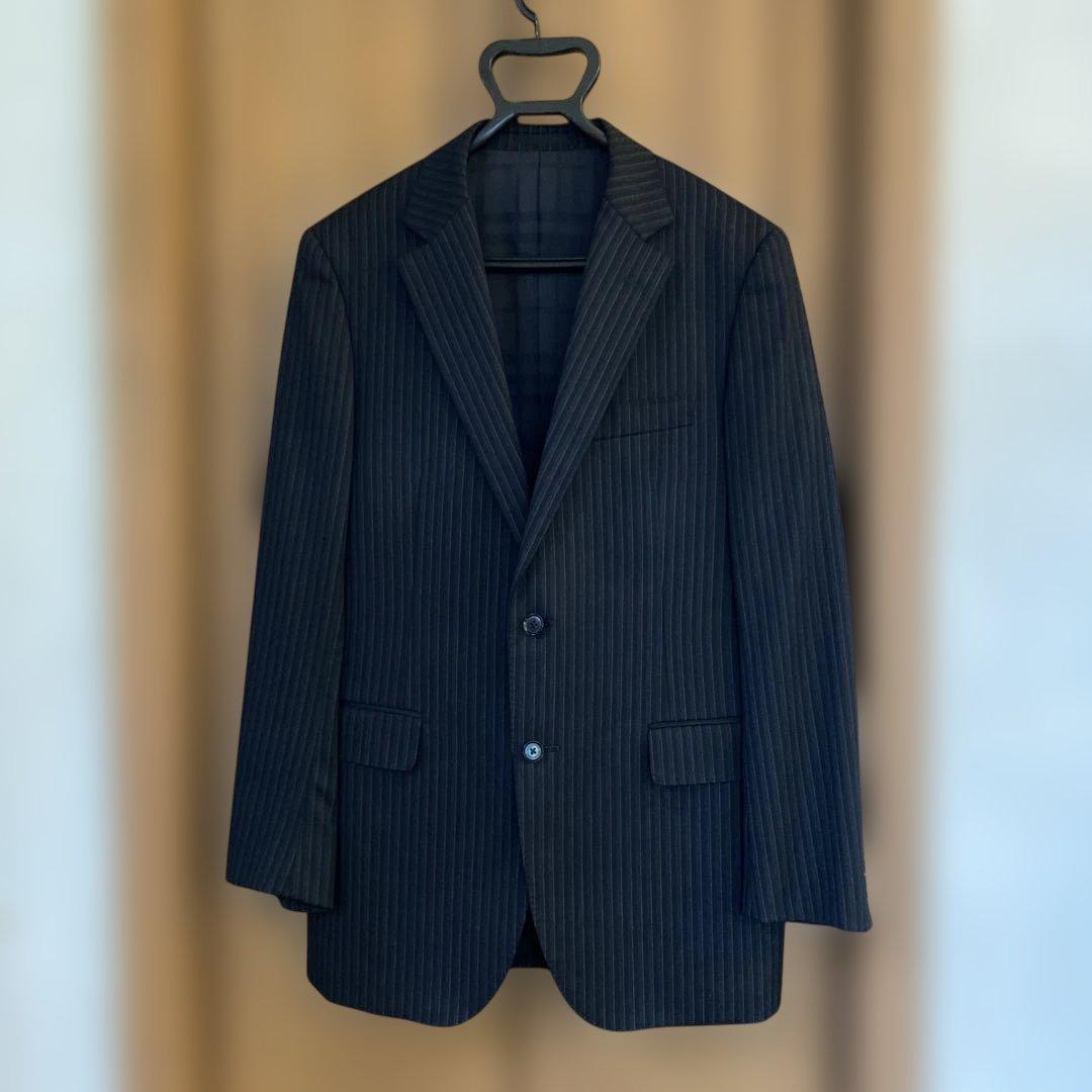 超メルカリ市‼️BURBERRY ブラックダークグレー ストライプスーツ