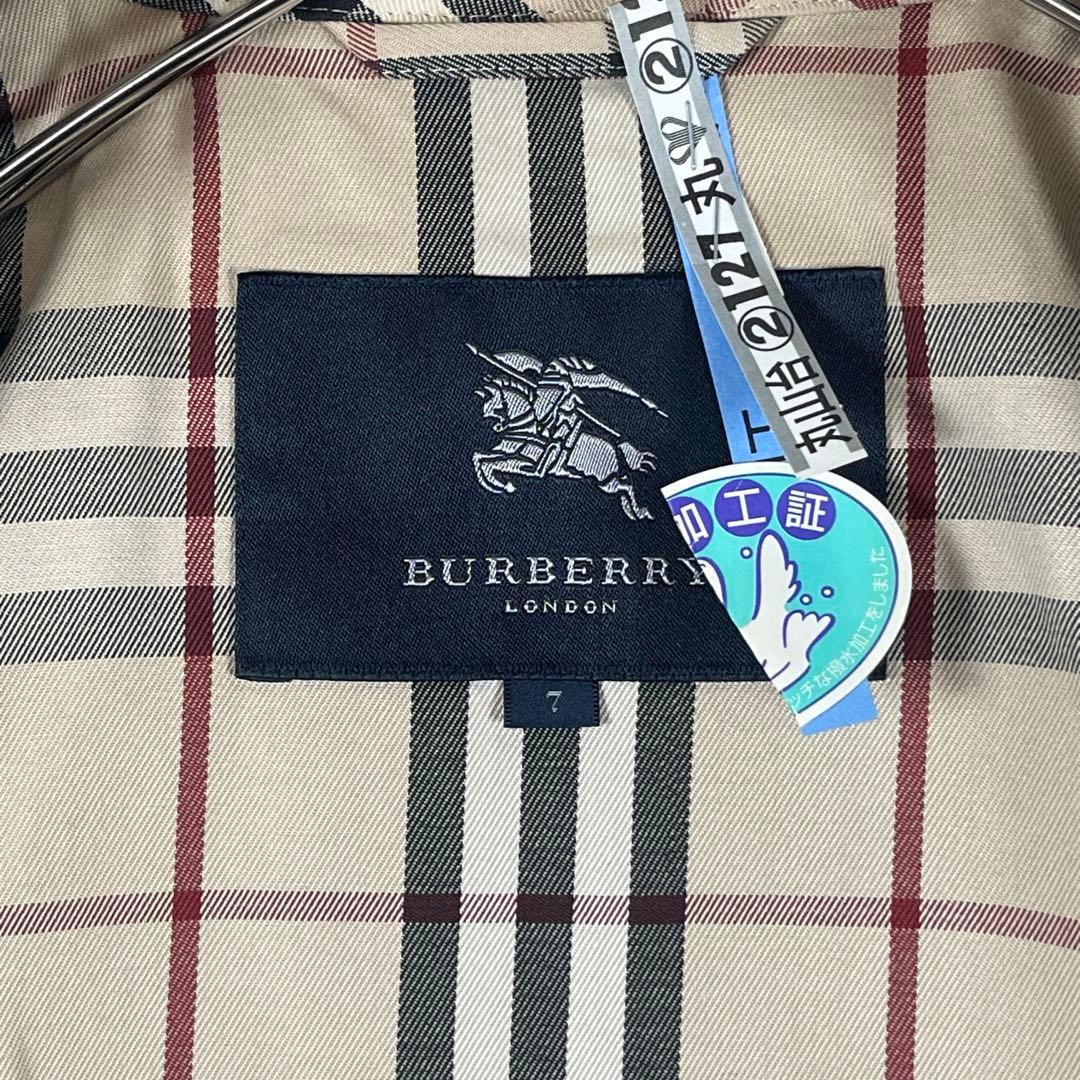 バーバリーロンドン ステンカラーコート ブラック ノバチェック 7 Sサイズ