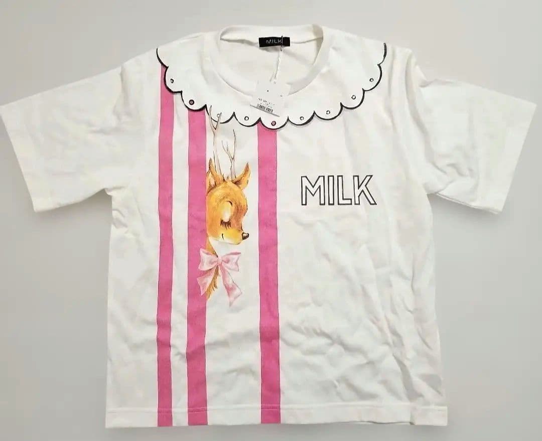【未使用】MILK バンビカットソー ピンク ストライプ