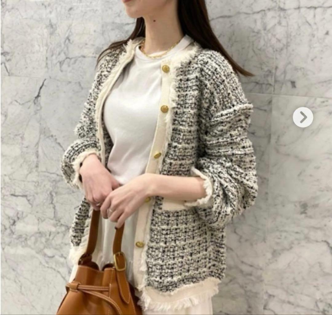 ミラオーウェン　ツイードニットジャケット　アッシュ様