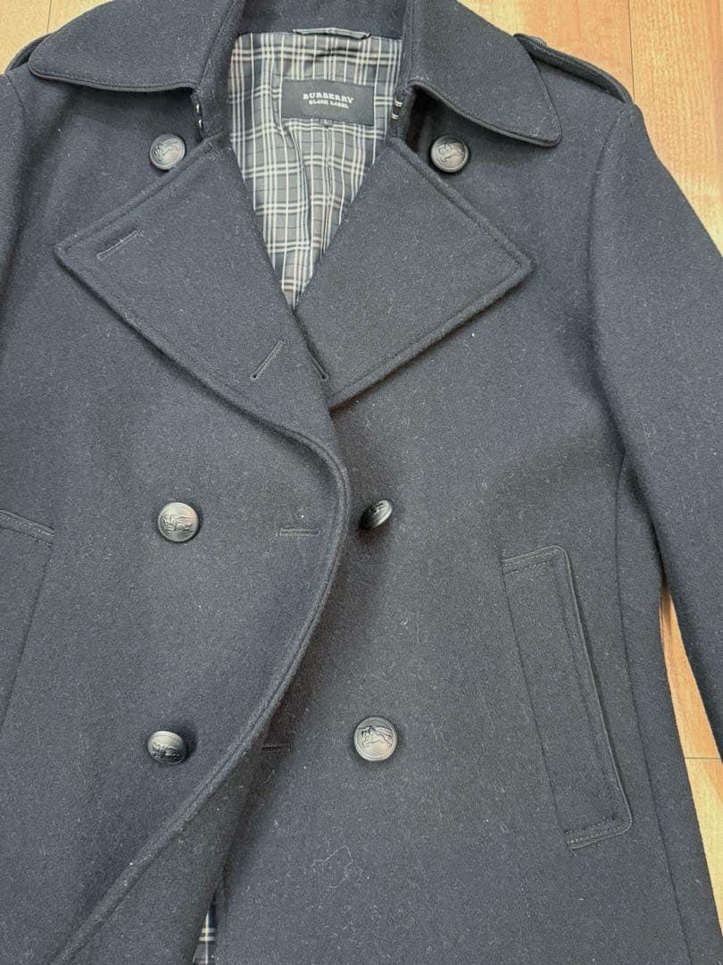 限定値引１６日迄　バーバリー　ブラックレーベル ピーコート ナポレオン 濃紺　Ｌ