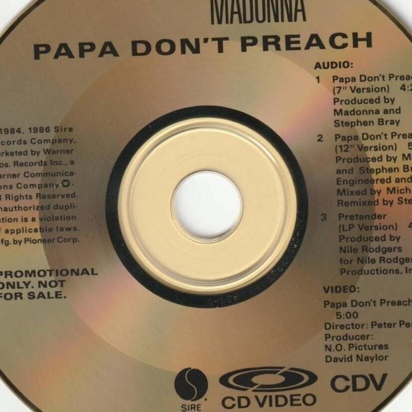 マドンナ　Papa Don't Preach　貴重盤 ゴールド CDビデオ