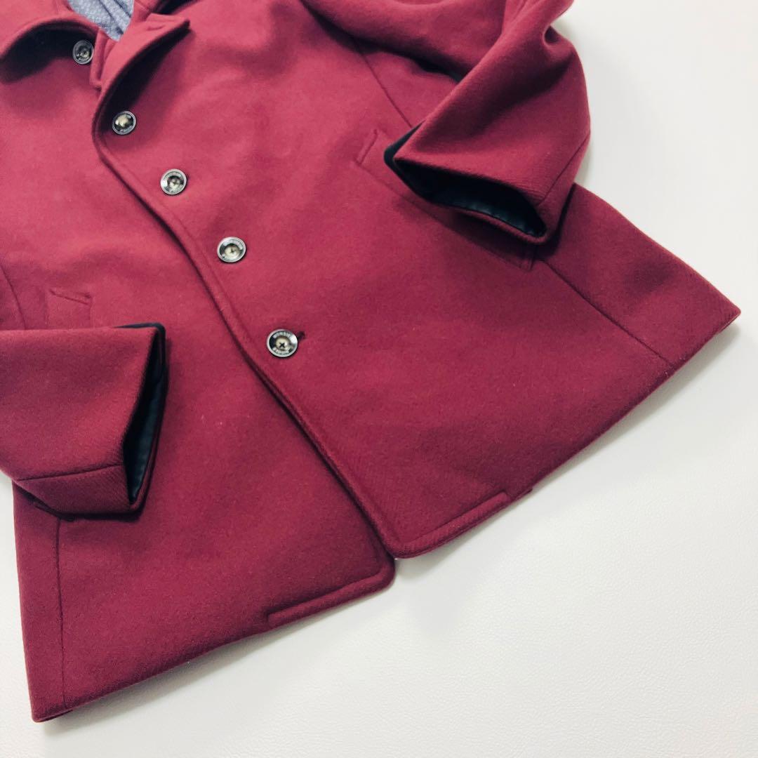 【最高級エクスクルーシブライン】　ムッシュニコル　ピーコート　裏地総柄　ボルドー