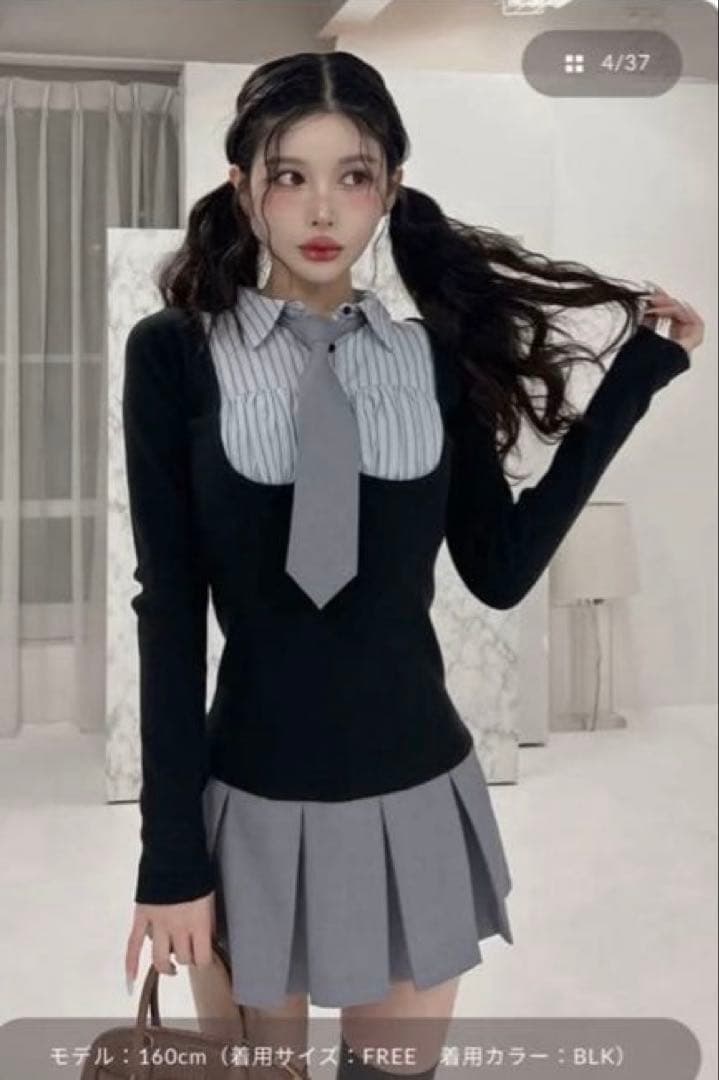 新品タグ付 darich ダーリッチ シャツドッキングニットミニワンピース