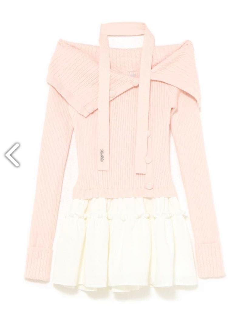 bubbles ケーブルオフショルワンピース ピンク