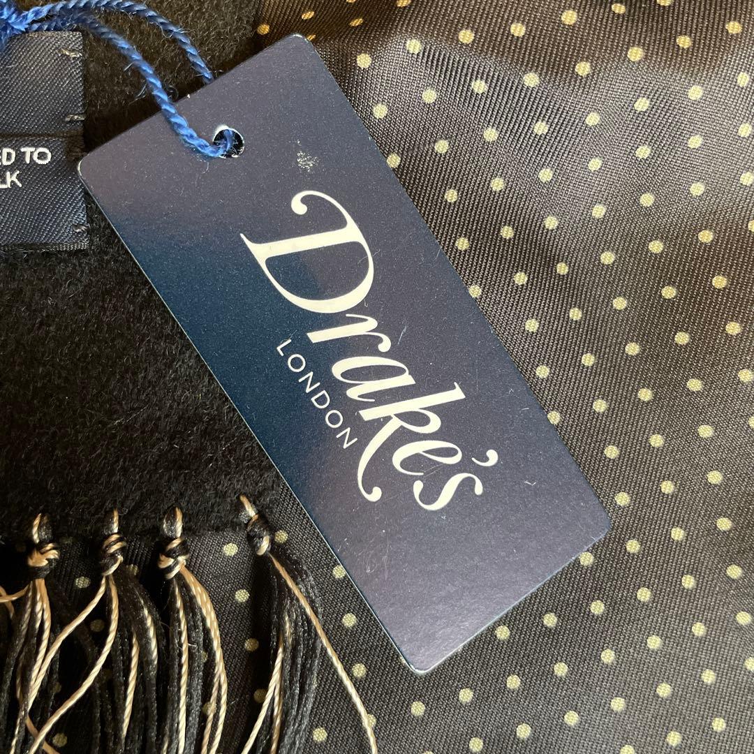 ①ドレイクス　ネイビー✖️水玉　マフラー　ストール　新品未使用　DRAKE'S