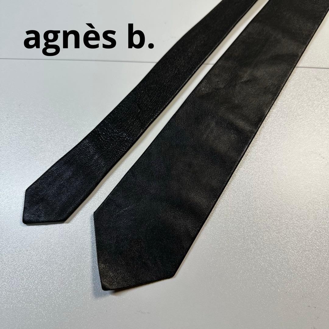 agnès b.homme PARIS アニエスベー レザー ネクタイ ブラック