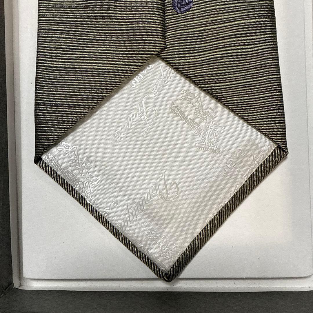 未使用タグ付　ドミニクフランス　ネクタイ　緑系　鞠柄　スリークラウン王冠