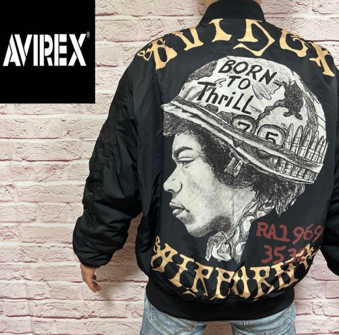 【☆破格のバックロゴ☆】AVIREX フライトジャケット XL 黒 入手超困難