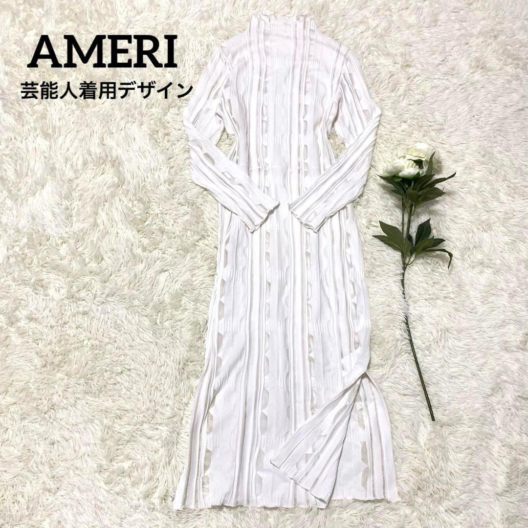 【AMERI】 MEDI SHEER GEOMETRIC KNIT DRESS