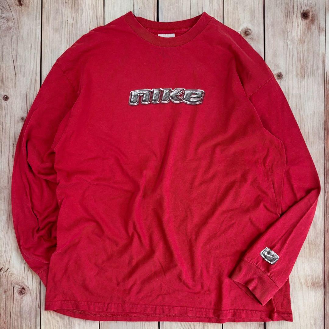 00s NIKE USA製 3Dロゴ Y2K ビンテージ ロンT ストリート L