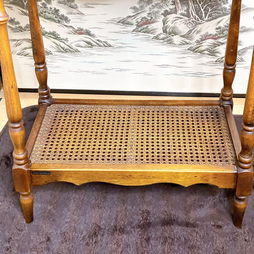 karimoku カリモク 木製 コンソールテーブル ラタン棚付き 幅60