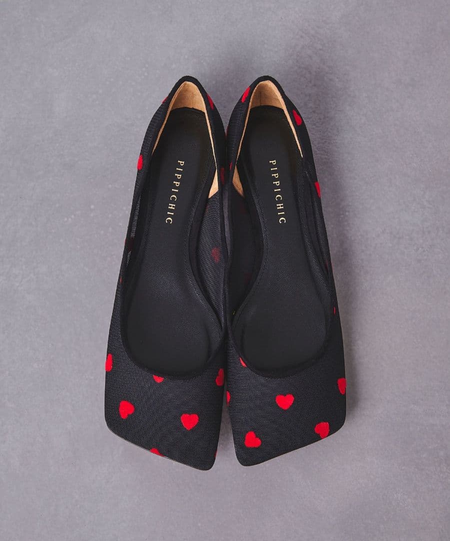 PIPPICHIC ブラック ハートチュール パンプス 23.5センチ