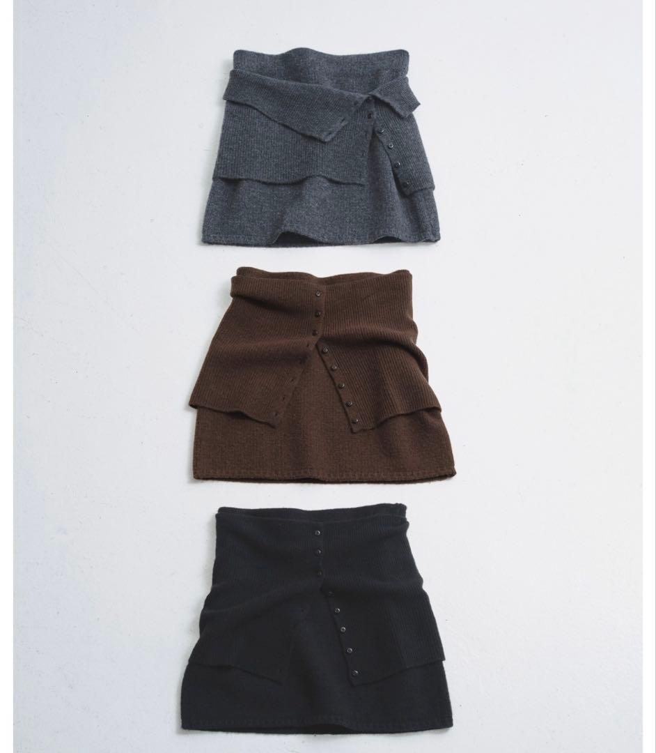 todayful Layered Knit Skirt チャコールグレー